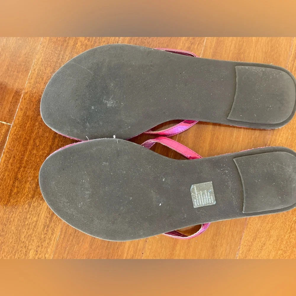 GAP GIRLS SANDALS SLIPPERS METLIC PINK SZ 3/4